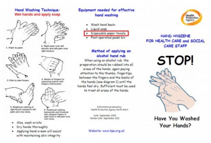 Cómo lavarse y secarse las manos - indicaciones de la HPA y del NHS del Reino Unido