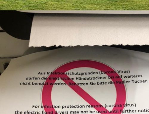 Anweisung der Universität Bonn: Die elektrischen Händetrockner dürfen aus Gründen des Infektionsschutzes nicht verwendet werden